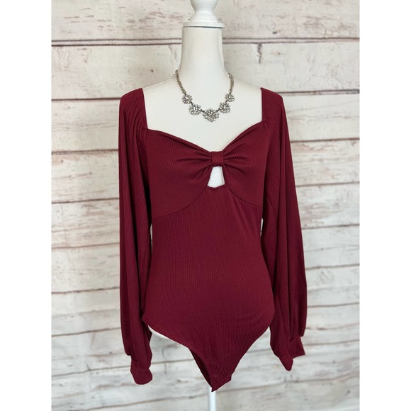 Peach Love California Tops - Boutique Maroon body suite
